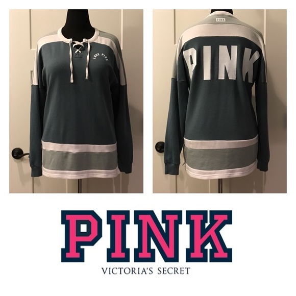 PINK Victoria's Secret Tops - 🌺Lace Up Varsity Crew🌺